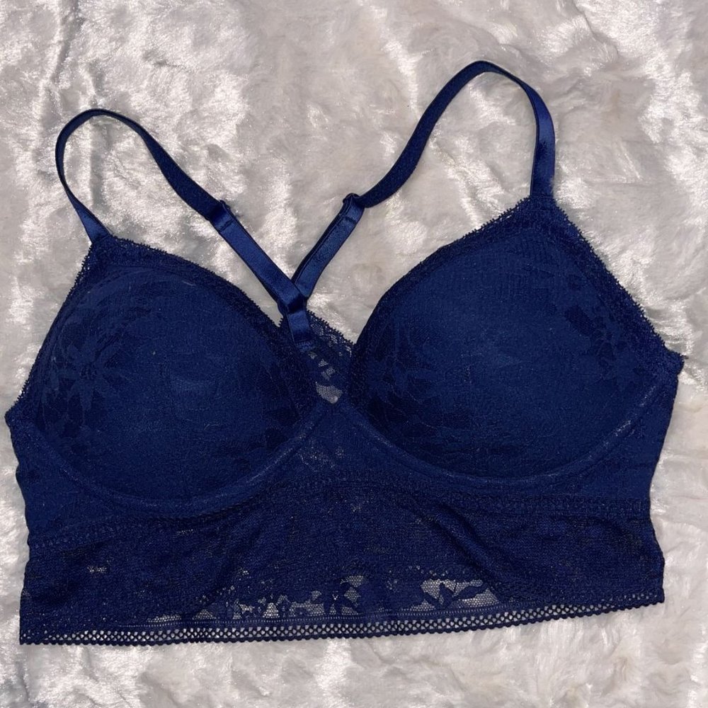 QVictoria Secret Lace Bralette Sz Large Blue